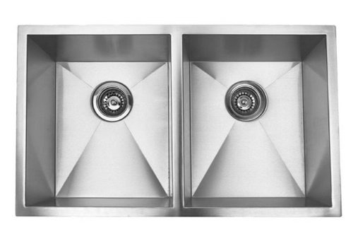 37 Inch - 16 Gauge Zero Radius Design 50/50 Stainless Steel Undermount Double Bowl Kitchen Sink