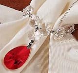Set of 4 Crystal Napkin Rings with Red Pendant