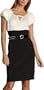 ABS Allen Schwartz Women's Belted Puff Sleeve Twin Dress,Ivory & Black,2
