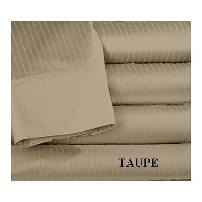 ELEGANCE CLASSIC 800 Thread Count Bed Sheet Set Egyptian Cotton Sateen Pinstripe Full (Taupe)