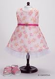 Roses and Ruffles 18 Inch Dolls Chiffon Dress and Pink Sandals, New, Fits American Girl Dolls and Goetz