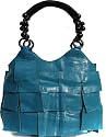 KCMODE Womens Blue Squares Patch Bead Shoulder Handbag