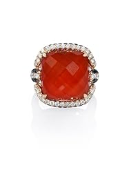 Diamond, White Topaz and Red Agate 18k Rose Gold Ring