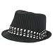 New Pinstripe Fedora Printed 3 Pleat Satin Hat * Black Medium