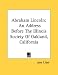 Books : Abraham Lincoln: An Address Before The Illinois Society Of Oakland, California