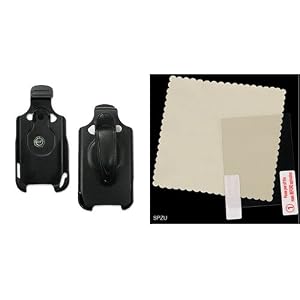 PCMICROSTORE Brand Swivel Belt Clip Holster for HTC 8525 / TyTN / JasJam / Hermes - (Bundled with Universal Screen Protector Kit)