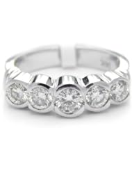 14k White Gold Five Stone Diamond Ring ( 1.05 CTTW, G-H Color, SI1-SI2 Clarity )