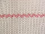 Small French Waffle Weave Baby Bath/Burp Terrycloth Towel with Pink Ric Rac Design