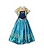 Anna ELSA Frozen Fever Girl's Birthday Dress Costume (6-7 Years, Blue)