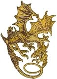 Dragons - Chinese Fire Breathing Brown Golden Bronze Mystical Dragon Logo Patch