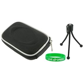 Hard Nylon (Black) Case and Tripod for Flip MinoHD Camcorder Black