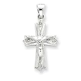 14kt White Gold 3/4in Diamond Crucifix Pendant
