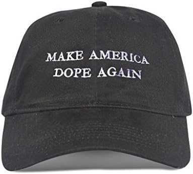 Meme Dream Team Make America Dope Again Embroidered Cotton Adjustable Dad Hat, Black