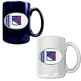 NHL New York Rangers Two Piece 15-Ounce Ceramic Mug Set - Blue & White with Oval Logo