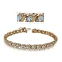 Aquamarine Tennis Bracelet W/ Diamond 14K Gold S Bar