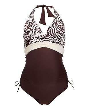 Maternity Animal Print Swimsuit - Chocolate/Cream Maternity Animal Print Swimsuit - Chocolate/Cream