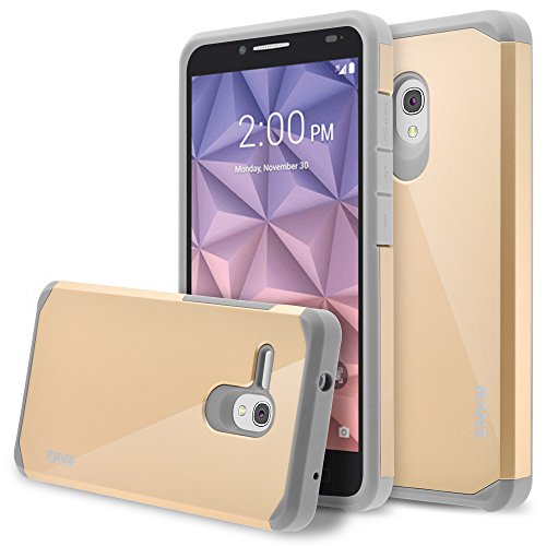 Alcatel One Touch Fierce XL Case, RANZ Grey with Gold Hard Impact Dual Layer Shockproof Bumper Case For Alcatel One Touch Fierce XL (5054N)