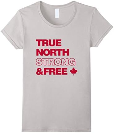 Women's Canada Team 2016 True North Strong and Free T-Shirt Small Silver