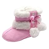 Happy Cherry ベビースノーブーツ 子供靴 ベビームートンブーツ ベビーシューズ 滑り止め靴底 冬 防寒対策 ピンク サイズ12cm