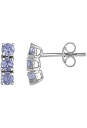 Vir Jewels Sterling Silver 3 Stone Light Tanzanite Earrings