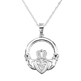 DiAura Sterling Silver Diamond-Accent Claddagh Pendant