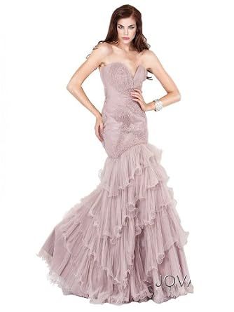 Fashion Shopping : Jovani 110312, Strapless Tiered ruffle Gown Online
