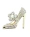 NYFASHION101 Rhinestone Studded Stiletto High Heel w/ Flower Brooch Pin, Gold-Tone