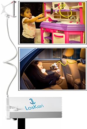 Gooseneck Cellphone/Mobile Holder With Clip Great For Bed/Car Or Your Desk With Smart Clever Clamp and Grip For Most Smartphones (White With White )