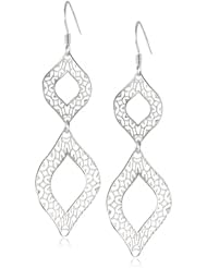 Sterling Silver Italian Rhodium Plated Filigree Drop Earrings