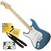 Fender® Standard Stratocaster®, Left Handed Electric Guitar, Lake Placid Blue, Maple Fretboard, with Moore Brothers Music PikCard, Strings, Polish Cloth, Peg Winder, and Strap in a 6 item Bundle