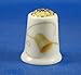 Porcelain China Thimble - Gold Needle & Thread with Filigree