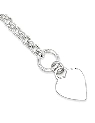 Sterling Silver Polished Heart Bracelet, Best Quality Free Gift Box Satisfaction Guaranteed