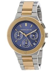 Kenneth Jay Lane Womens 2127 Chronograph Blue Sunray Dial Two-Tone Stainless Steel Watch