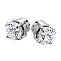 Raina's Magnetic Earrings - Clear CZ Studs - Rhodium Electroplated 925 Sterling Silver, 2 Carat