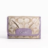 Coach Ashley Signature Sateen Compact Clutch Wallet F46157 (SV/Light Khaki/Lilac)