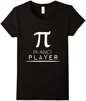 Women's PIANO Player Funny Music T-Shirt with pi sign Small Black