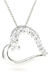 14k Choice of White or Yellow Gold Diamond Journey Half-Heart Pendant (1/4 cttw, H-I Color, I1-I2 Clarity)
