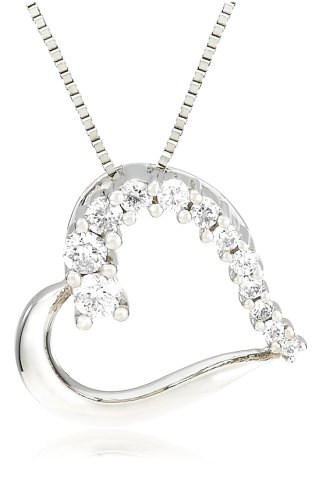 14k Choice of White or Yellow Gold Diamond Journey Half-Heart Pendant (1/4 cttw, H-I Color, I1-I2 Clarity)