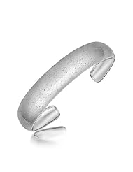 Sterling Silver Rhodium Plated Slender Cuff with a Textured Stardust Style