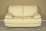 Loveseat Sofa with Metal Legs Ivory Regenerated Leather