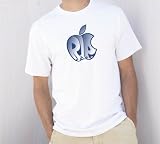 R.I.P. Steve Jobs Cool Blue Apple on a White Vapor Apparel T-Shirt SMALL