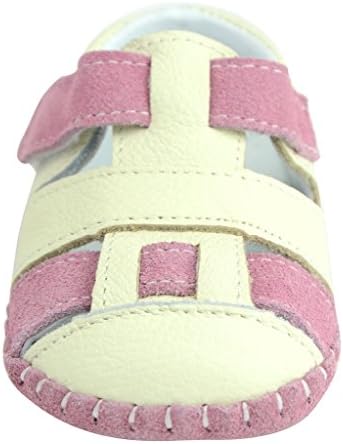 Kids Child Baby Girls Genuine Leather Moccasin Slip-on Non-slip Sandals Shoes, Pink White sz17