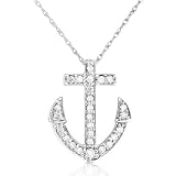 1/5ctw Diamond Anchor Pendant in 14k White Gold (GH/I1)