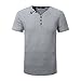 Aiyino Mens Summer Casual V-Neck Button Cuffs Cardigan Short Sleeve T-Shirts L Dark Gray