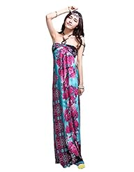 Sexy Halter Sleeveless Silk General Print  Dress