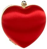 La Regale Satin Minaudiere Heart,Red,one size