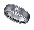 Satin Tungsten and Cubic Zirconia Comfort Fit Mens Wedding Band " Size 14 "