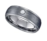 Satin Tungsten and Cubic Zirconia Comfort Fit Mens Wedding Band " Size 13 "