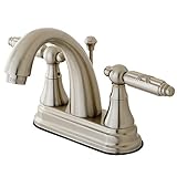 Kingston Brass KS7618GL English Vintage Centerset Lavatory Faucet with Brass Pop-Up, 4-Inch, Satin N