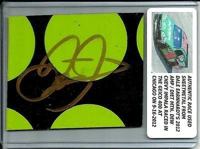 Dale Earnhardt Jr DIET MOUNTAIN DEW Signed Nascar Race Used Sheetmetal Piece #2 - NASCAR Autographed Race Used Items